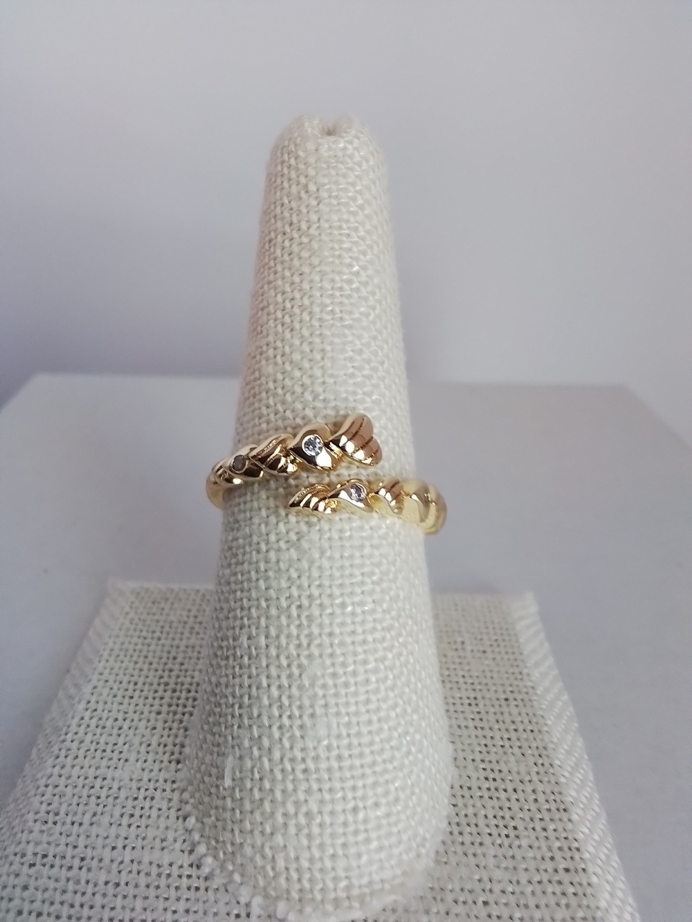 Gold Leaf/Heart Adjustable Wrap Ring